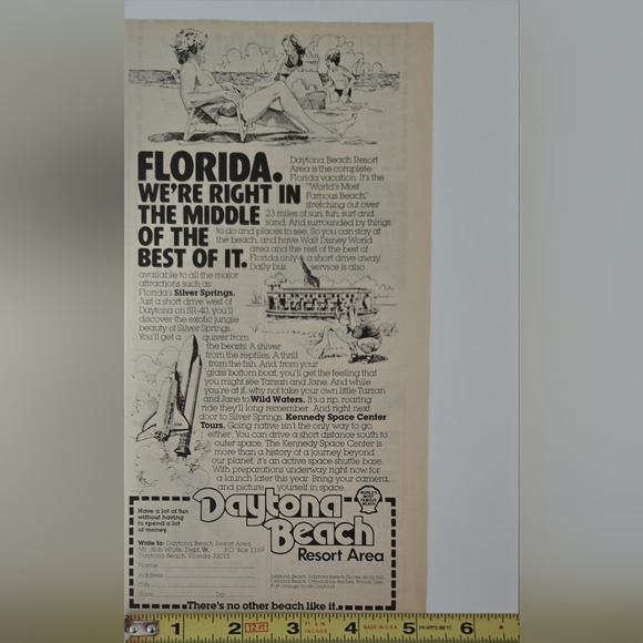 1980 Florida Tourism Daytona Beach Resort Ad In The Middle Of The Best of It - Picture 2 of 5